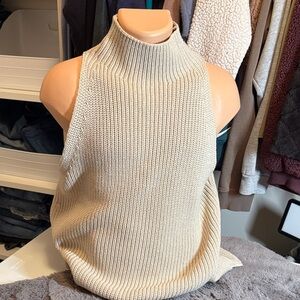 Madewell Beige Sleeveless Turtleneck Sweater